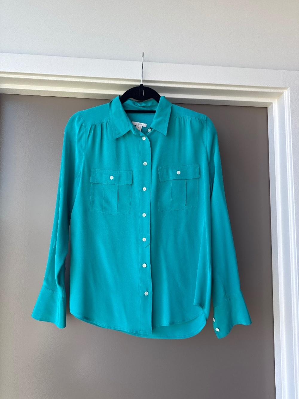 J.Crew Silk Aqua Blue Blouse